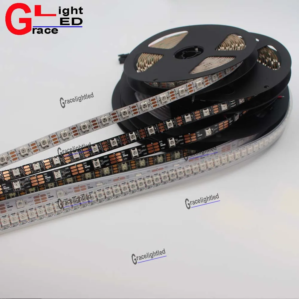 WS2812B 5050 RGB Светодиодные ленты 5 м 150 300 светодиодов 144 30LED/м прибор приемно