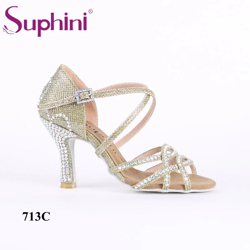 Green 8.5cm heel Профессиональный Каблук 8,5 см Высота каблука Suphini туфли для латинских танцев - Цвет: Green 8.5cm heel