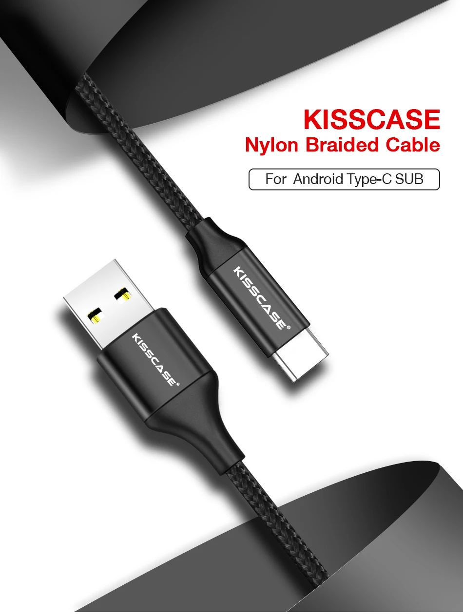 KISSCASE черный нейлоновый Плетеный телефонный кабель usb Тип C для iPhone X 7 8 кабель 1 м 3A Быстрая зарядка тип-c XR XS MAX Тип C кабель