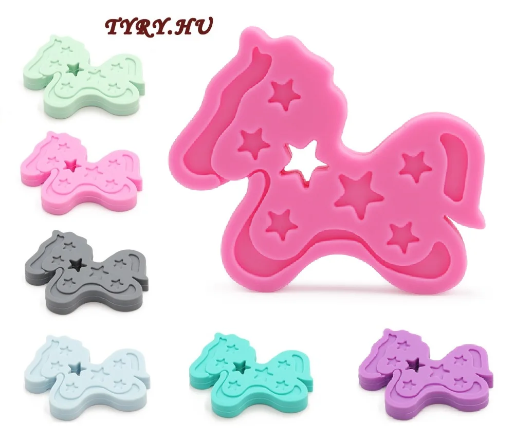 

TYRY.HU 1Pc Baby Silicone Teether BPA Free Animal Dog Trojan Teething Chew Silicone Beads Food Grade DIY Nipple Chain Accessorie