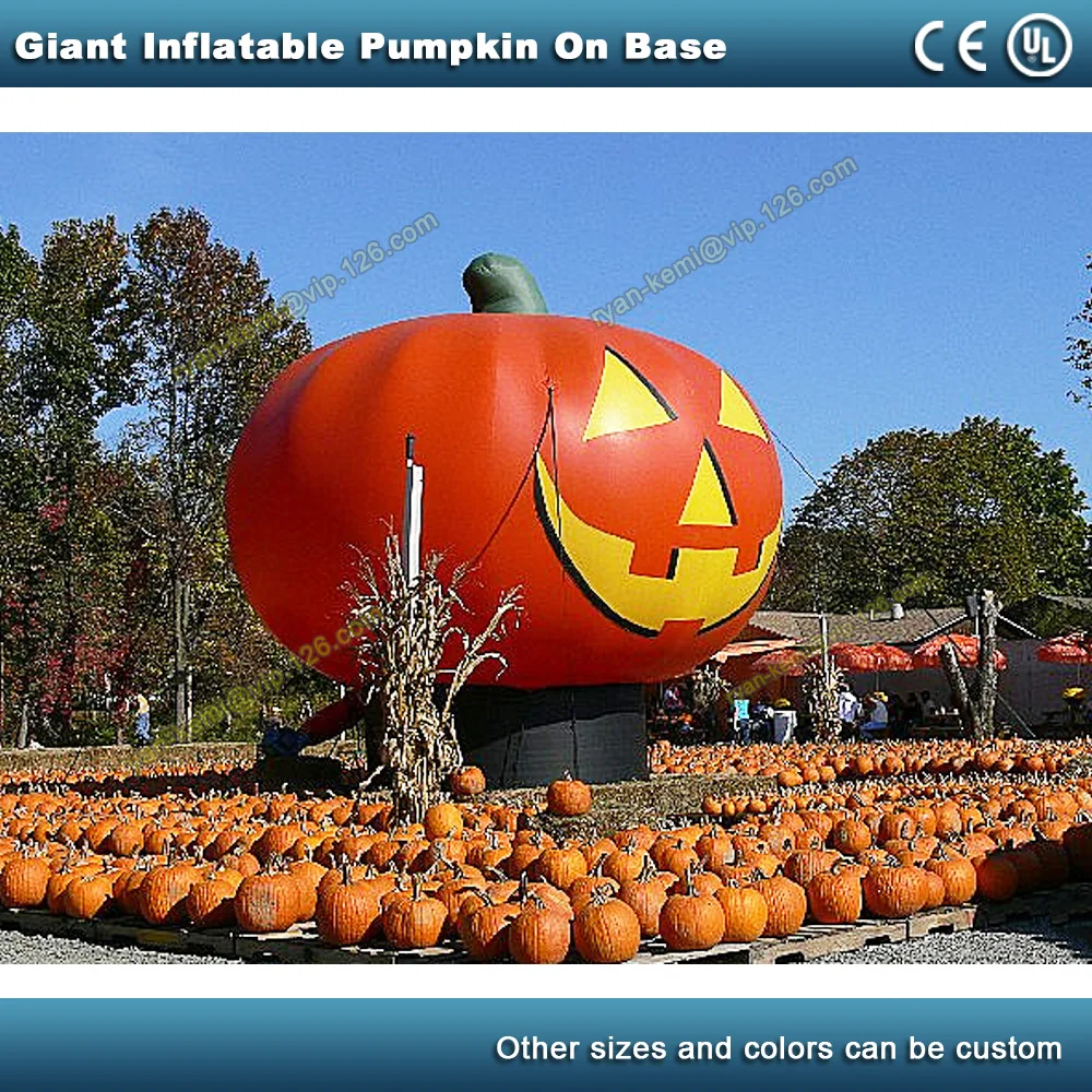 free shipping giant inflatable pumpkin on base Halloween decoration