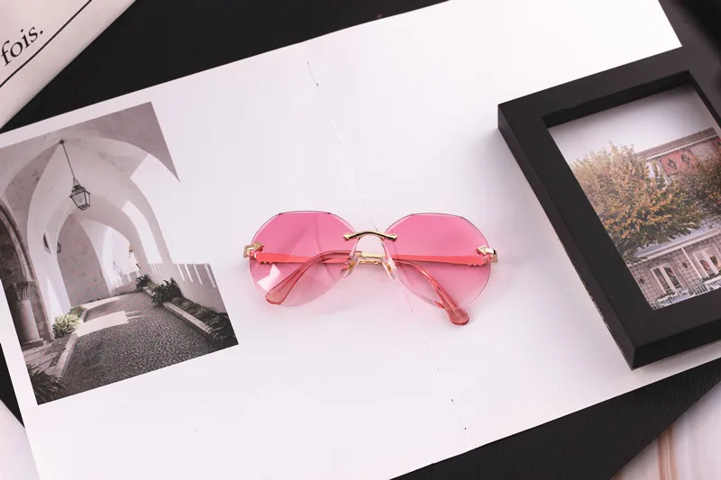 Gold Pink Занавеска новые детские солнцезащитные очки крутые многоугольные шестиугольные модные детские милые очки для девочек и мальчиков детские солнцезащитные очки UV400 - Цвет линз: Gold Pink