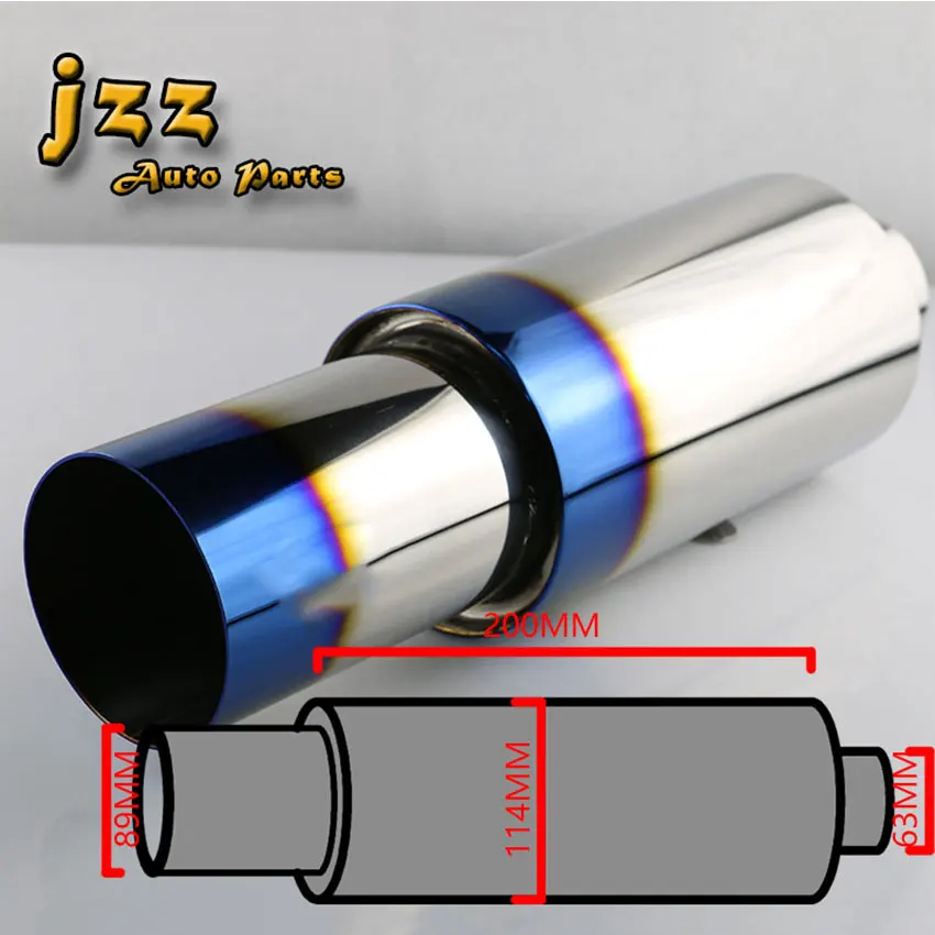 JZZ 63mm inlet Universal Stainless Steel Burned Blue Silencer Loud