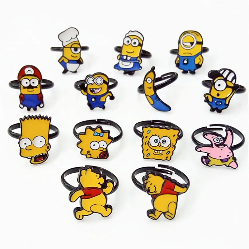 

Cartoon series European and American style Minions metal rings adjustable size ring party decoration cute gift for children