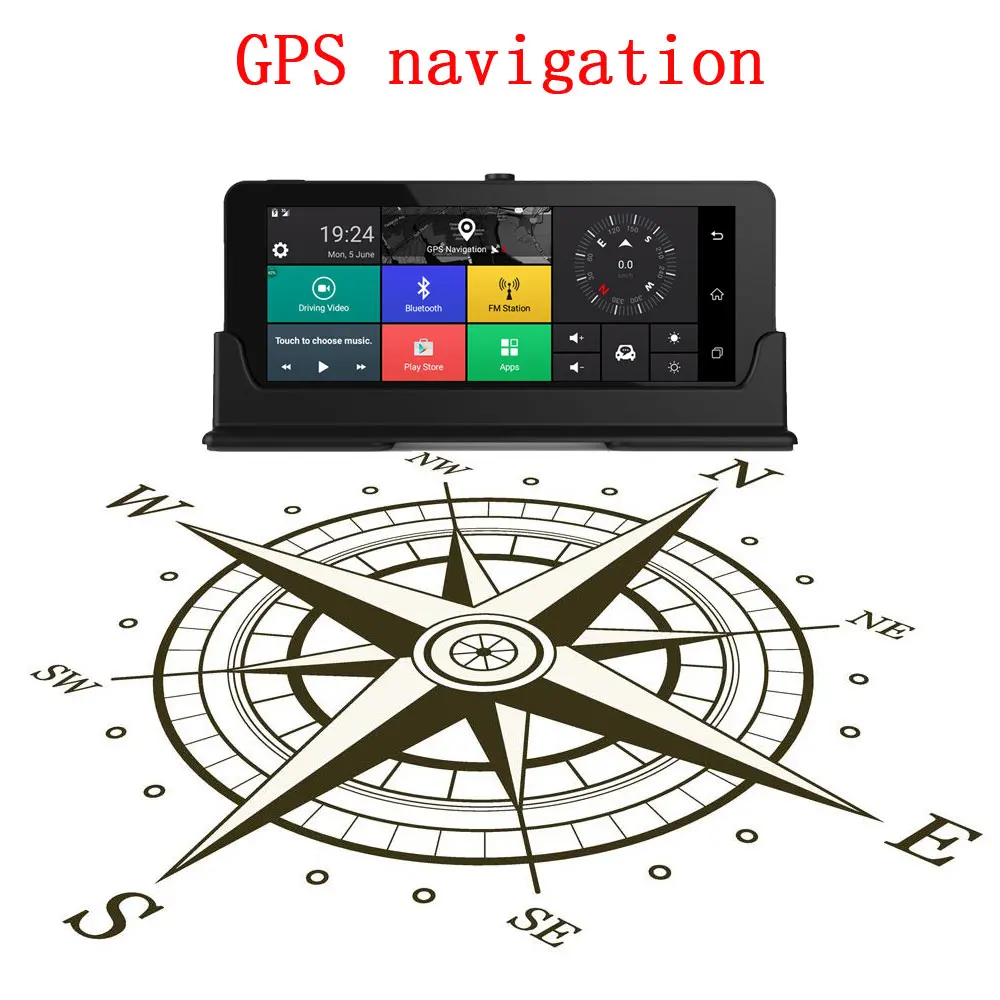 Podofo 7 ''Автомобильный видеорегистратор gps навигация Android Dashcam Bluetooth wifi сенсорный