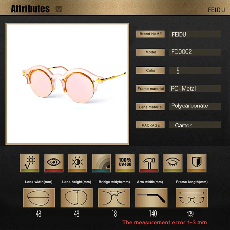 FEIDU стимпанк Солнцезащитные очки Защита глаз Роскошные брендовые дизайнерские металлические заушники женские солнцезащитные очки модные очки-половинки Oculos De Sol