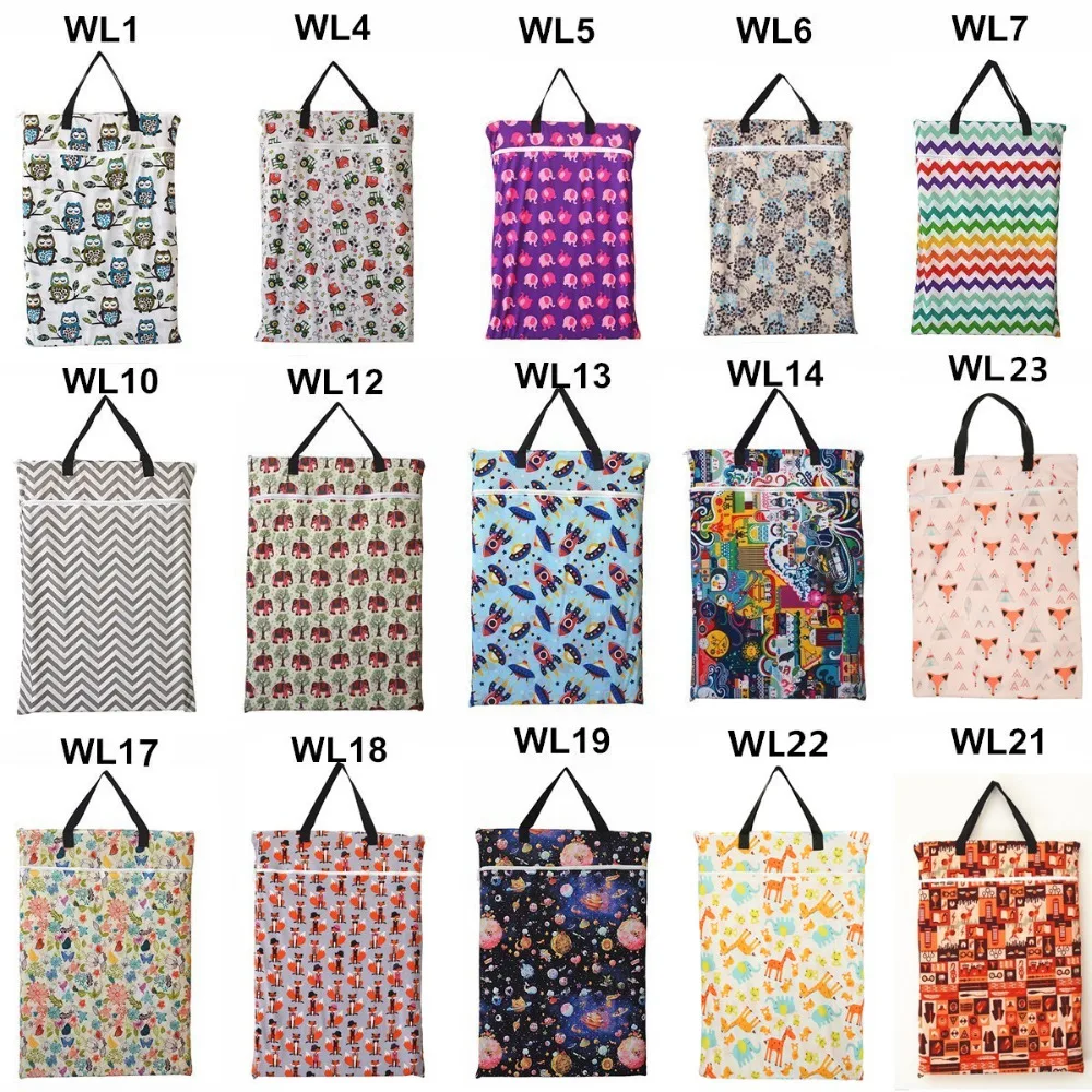 1 Large Hanging Pail Bag for Cloth Diaper Inserts Nappy Laundry With Two Zippered Reusable diaper bag diaper pouch