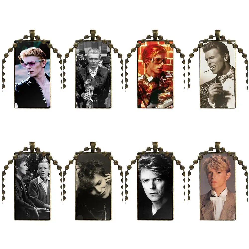 

For Women Girls Handmade Necklace Fashion Long Chain With Rectangle Necklace Jewelry Popular Singer David Bowie