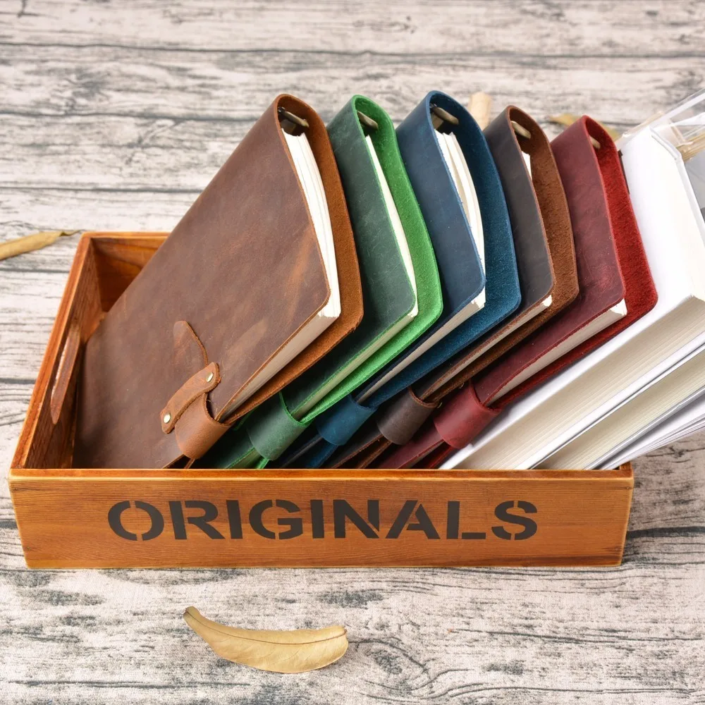 High Quality Rustic Genuine Leather Rings Notebook A5 Spiral Diary Brass Binder Journal Sketchbook Agenda Planner Stationery High Quality Rustic Genuine Leather Rings Notebook A5 Spiral Diary Brass Binder Journal Sketchbook Agenda Planner Stationery