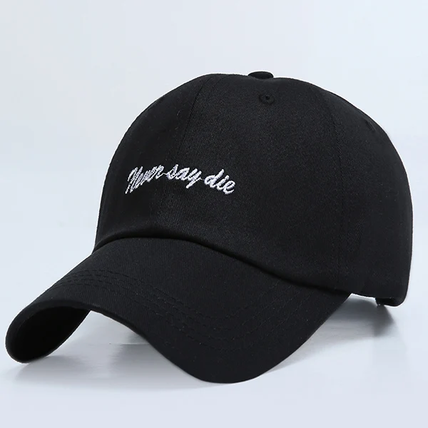 Бейсболка с вышивкой чистый цвет простой дизайн высокого качества Gorras Регулируемый хлопок уличный головной убор Лето Casquette мужские шапки - Цвет: Черный