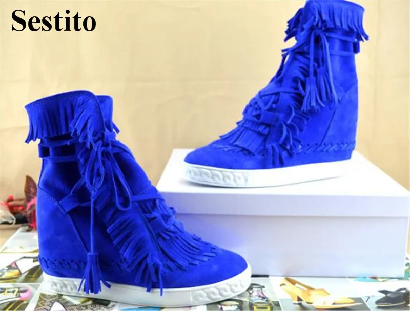 

2018 Leisure Solid Fringe Round Toe Casual Flat With Ankle Women Boots Spring/Autumn Basic Flock Comfortable Lace-up Women Shoes