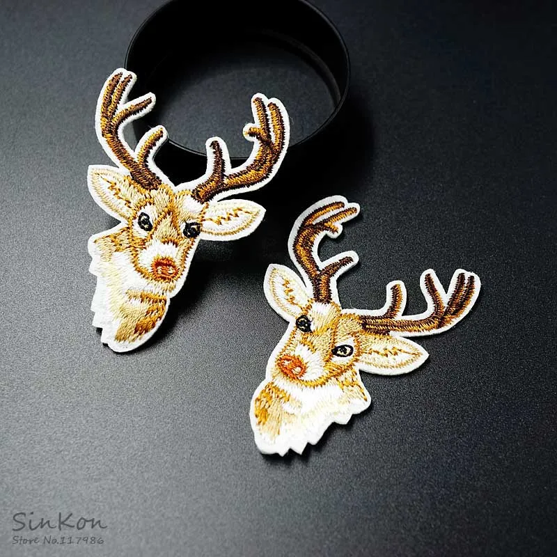 

Deer Size:4.5x6.3cm Iron On Patch Sewing On Embroidered Applique Fabric for Jacket Badge Clothes Stickers