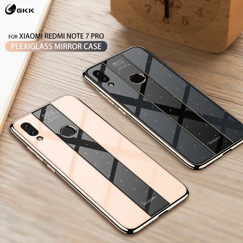 GKK Case For Xiaomi Redmi note 7 pro Plexiglass Mirror Full Protection Anti-knock TPU Soft Back Cover Pro |