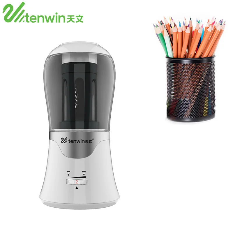 

TENWIN Electronic Pencil Sharpener Automatic And Electric Pencil Sharpener One Hole Plug In Use Safety 8007 For WJ-XXWJ363-