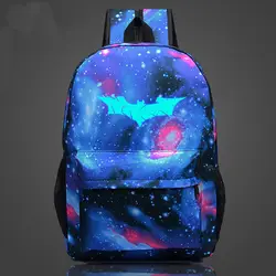 Хип-хоп Бэтмен световой флуоресцентный мальчики девочки студентов колледжа сумка стиль световой школьная сумка-рюкзак в Корейском стиле