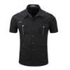 2022 New Arrive Mens Cargo Shirt Men Casual Shirt Solid Short Sleeve Shirts Multi Pocket Work Shirt Plus Size 100% Cotton 5