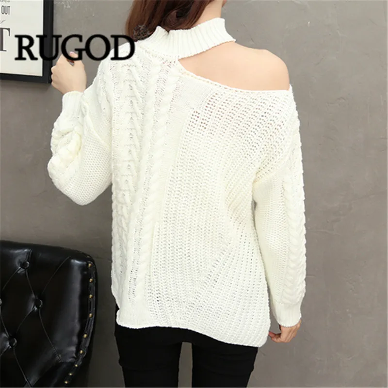 RUGOD женский свитер и пуловер модный Асимметричный Короткий воротник белый вязаный свитер для женщин Befree Sueter Mujer