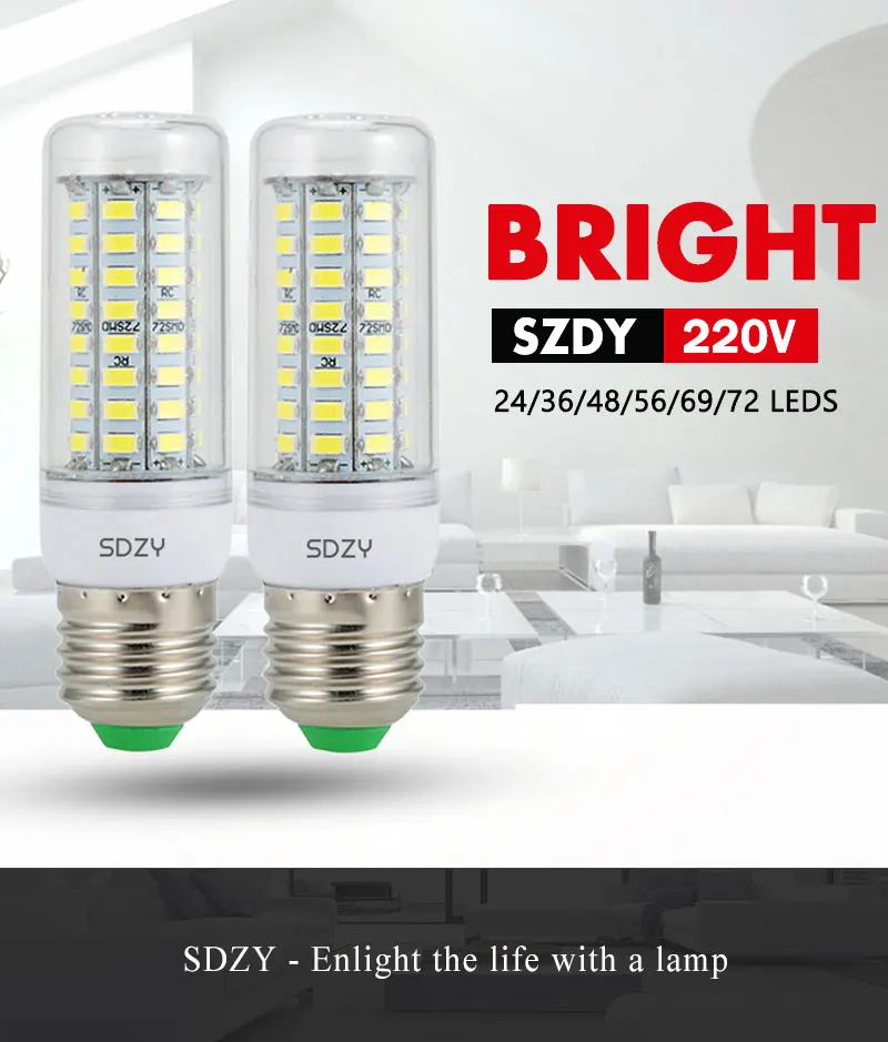 Светодиодный лампы высокой Яркость E27 E14 24 36 48 56 69 72 светодиодный S SMD 5730 дневные, светодиодные лампы кукурузы 220 V энергосберегающие лампы