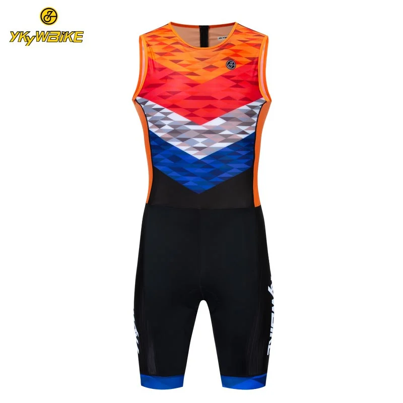 YKYWBIKE, спортивный костюм для триатлона, костюм на молнии сзади, высокое качество, без рукавов, комплект из Джерси для велоспорта, комплект для велосипедной ленты на заказ