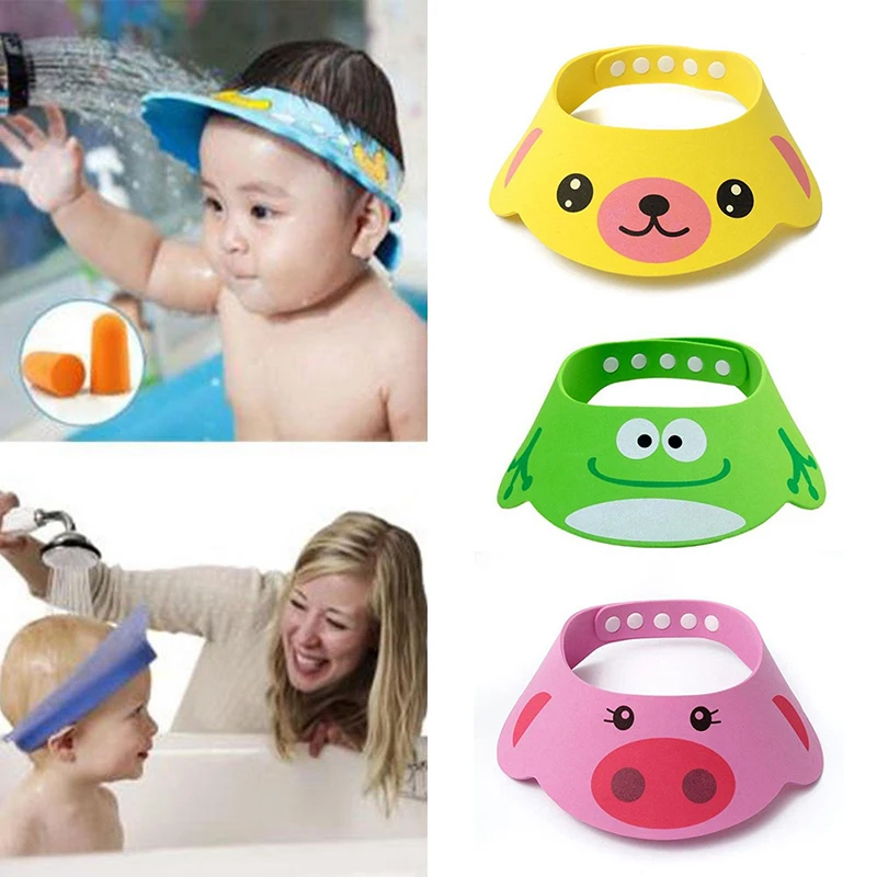Детская шапочка для ванной с козырьком, мягкая регулируемая детская шапочка для душа, детский шампунь для купания, защита от брызг, водонепроницаемая защита#256643