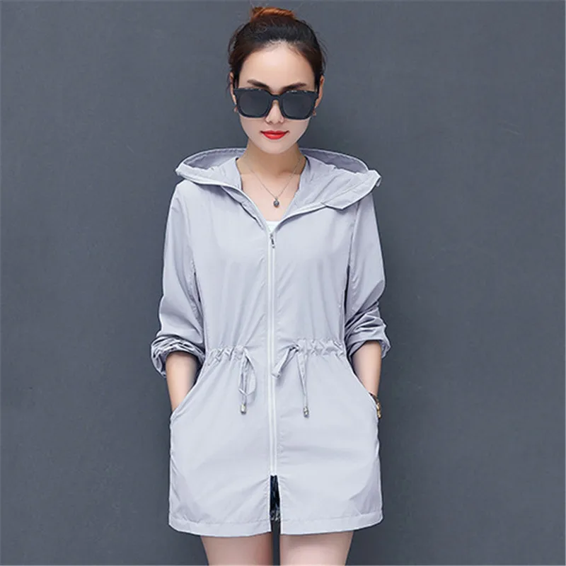 Finest  Jacket Women White M-4XL Plus Size Riding Sunscreen Coat 2019 New Summer Korean Ultra-thin UV Prote