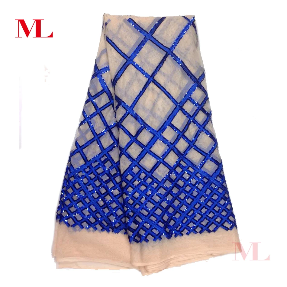 ML 5Yards Sequins Nigerian Lace Fabric Dubai Embroidered French Tulle