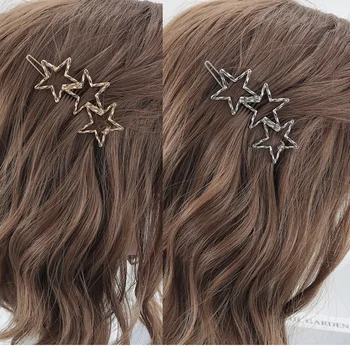 

Hot Sale Women Girls Fashion alloy two color stars shape Hair Clips alloy Hairpins Female Hair Styling Accessories F025
