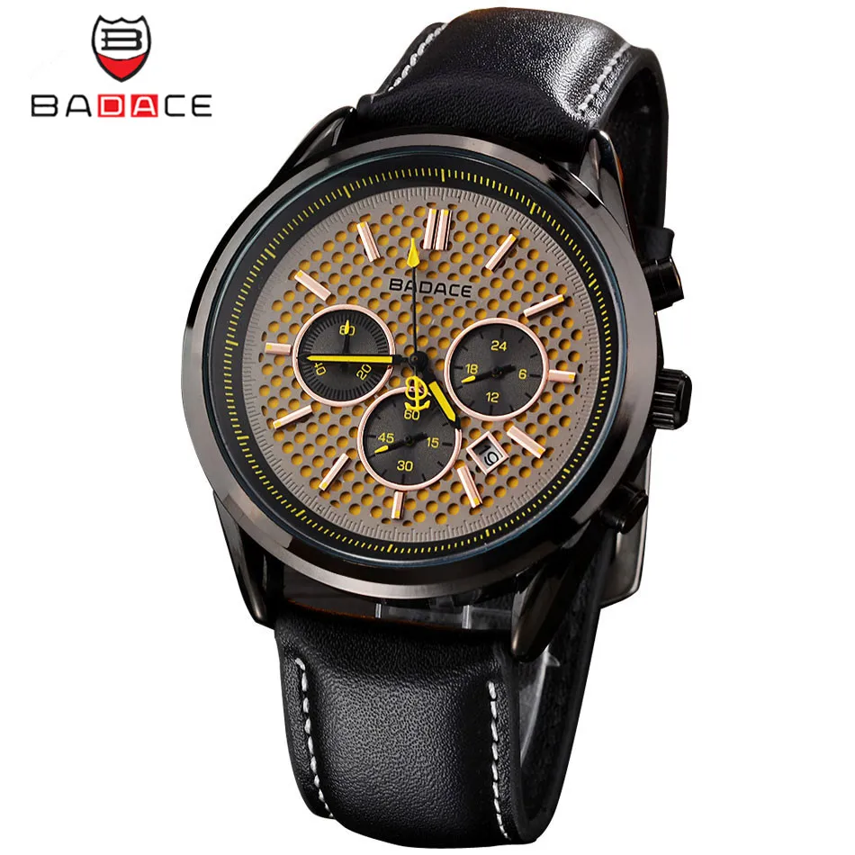 

BADACE Men Watch Waterproof 30M Military Quartz Watch Digital Watches Brand Male Luxury Leather Outdoor Sports Wristwatch 2263