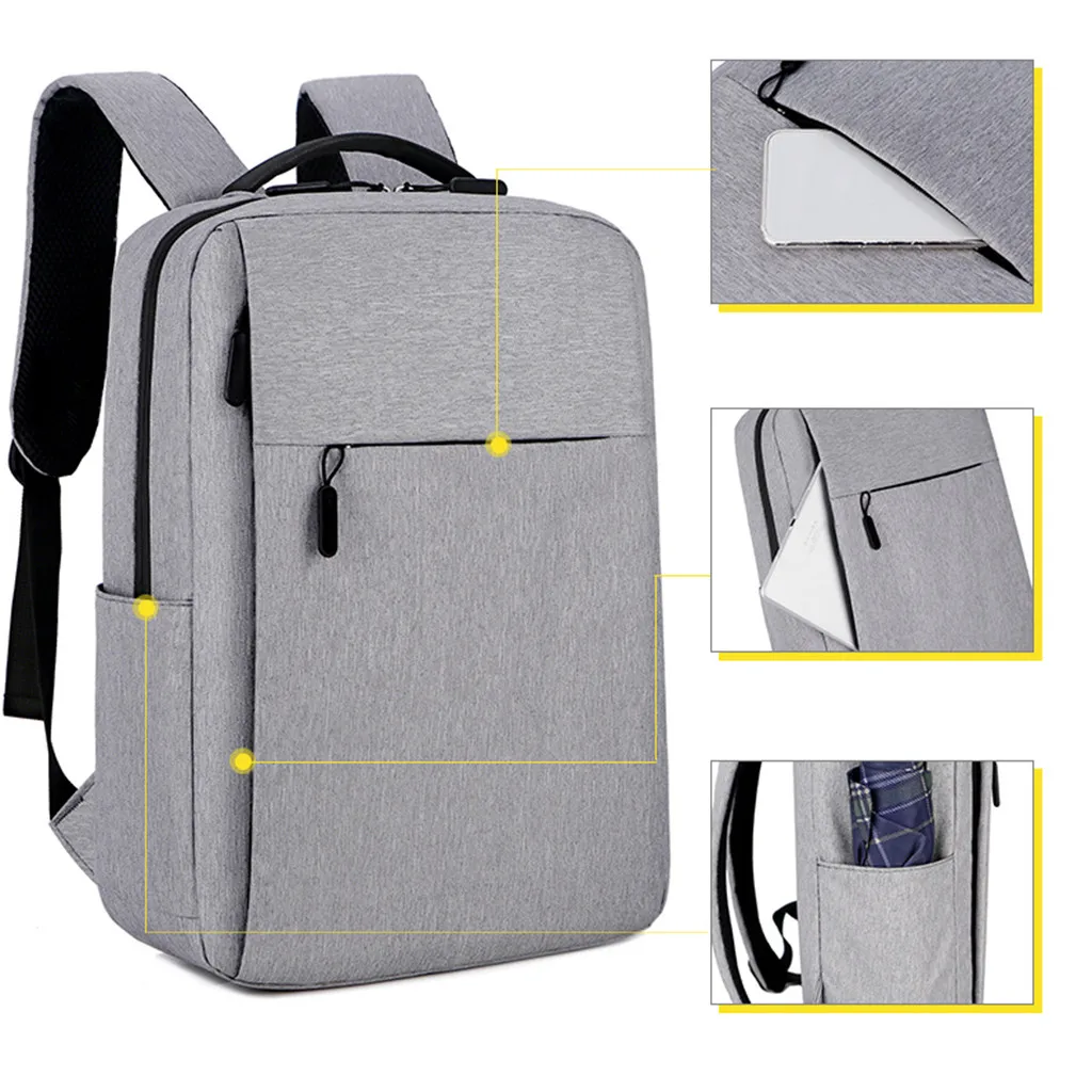 Мужские и женские рюкзаки многофункциональная дорожная сумка для женщин школьный ноутбук простые однотонные сумки на молнии модные деловые сумки# Zer
