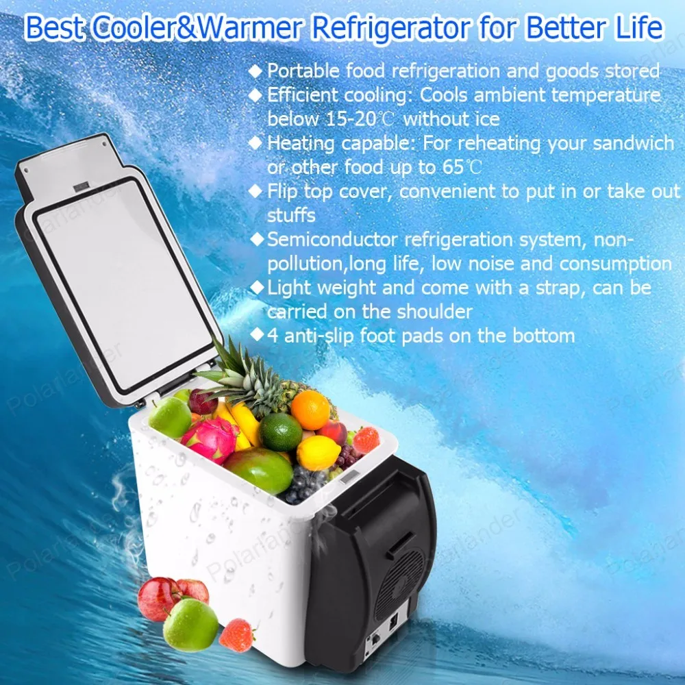 Двойной применение 48 Вт 12 В в 6L портативный автомобильный холодильник кулер морозильник теплее ABS Мини Путешествия дома авто холодильник