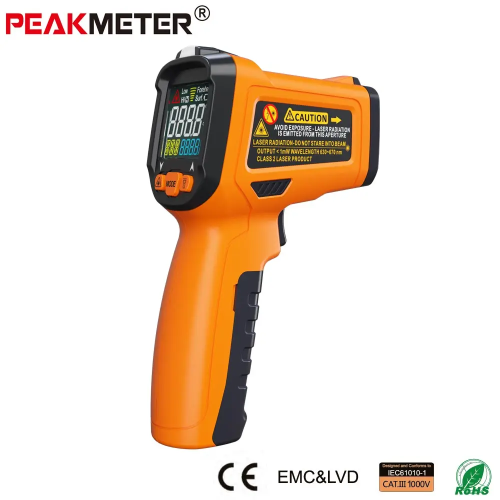 PEAKMETER PM6530C Бесконтактный цифровой инфракрасный термометр цветной дисплей с