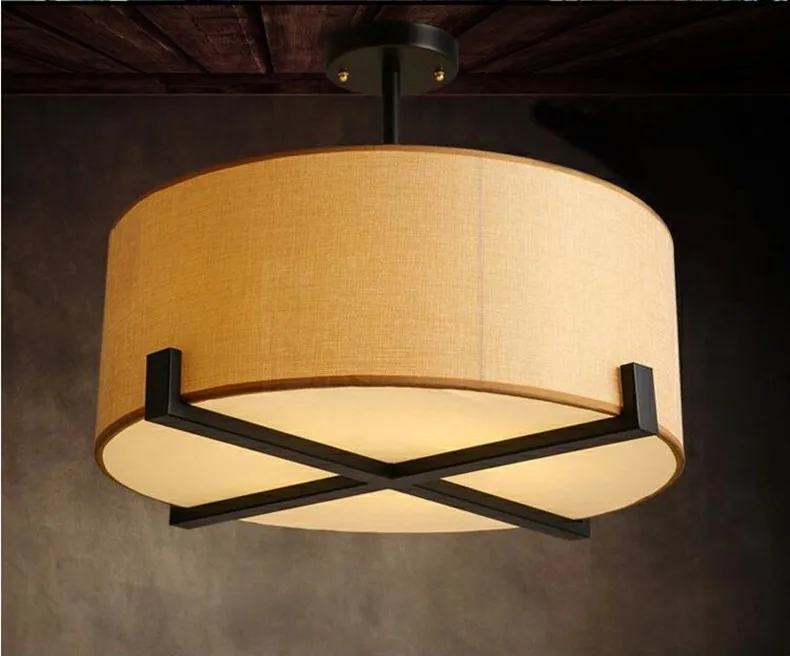 

Nordic Simplicity Art Fabric Ceiling Lights Modern Wrought Iron Dining Room Half Ceiling Light Romantic Bedroom Light