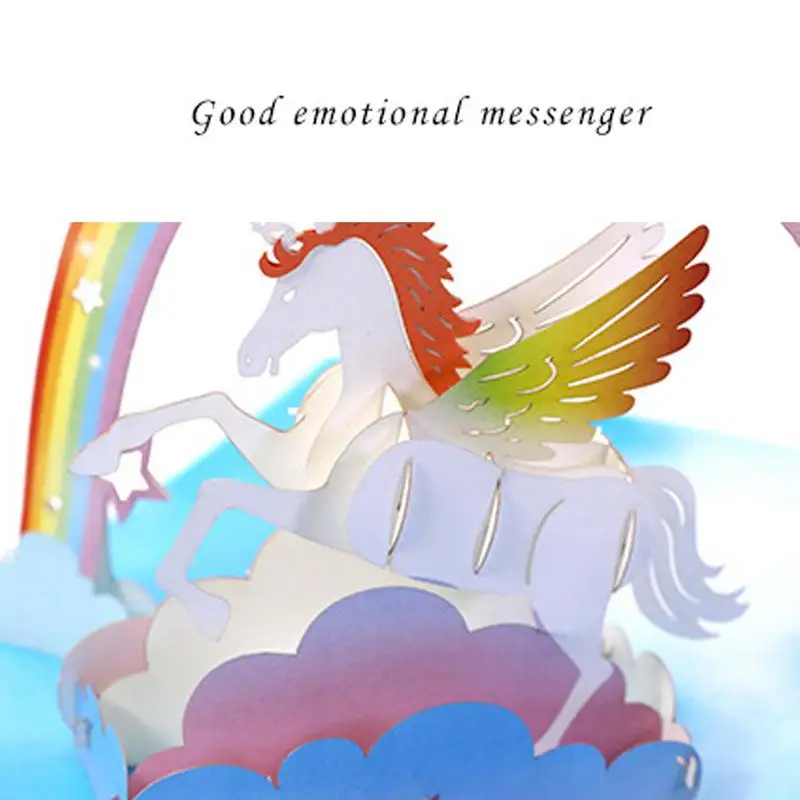  2018 3D Unicorn Pop Up Greeting Cards Invitation Laser Cut Post Card Birthday Christmas Valentine'  - 32946935953