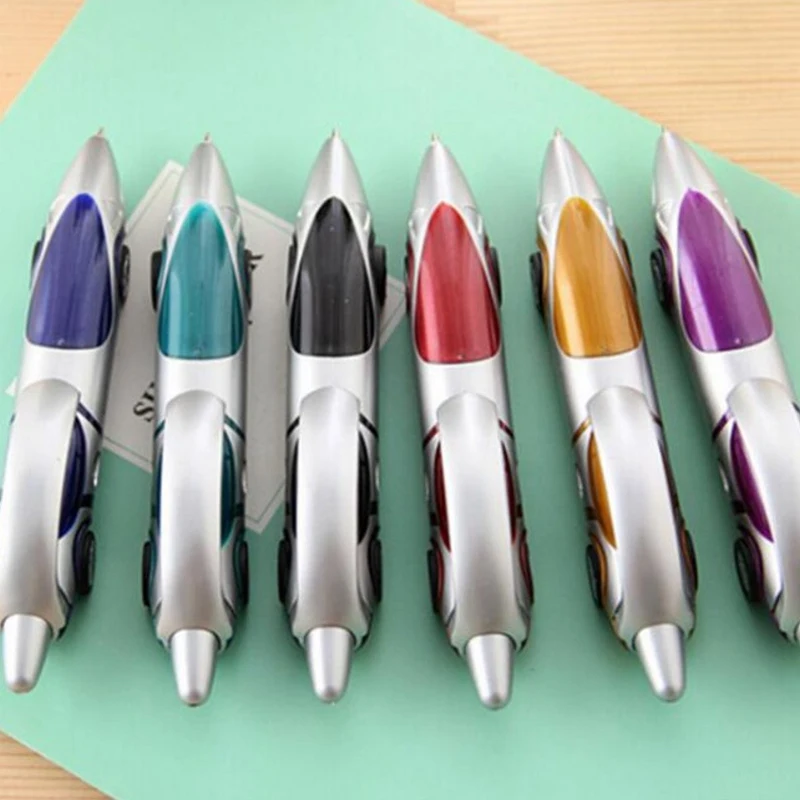 24Pcs/Lot Creative Cartoon Plastic Car Ballpoint Pen Novelty Personality Ball Pens、Student Prize Toy Pen Car Styling Pen