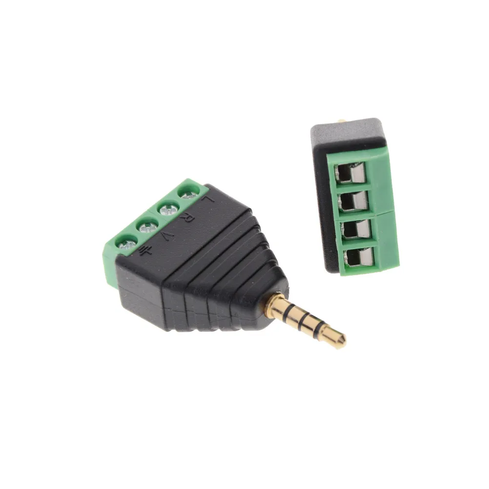 

Stereo Male Plug to AV Screw Video Balun Terminal Jack 3.5 mm Male 4 pin Terminal Block Plug Connector 1PCS 3.5mm