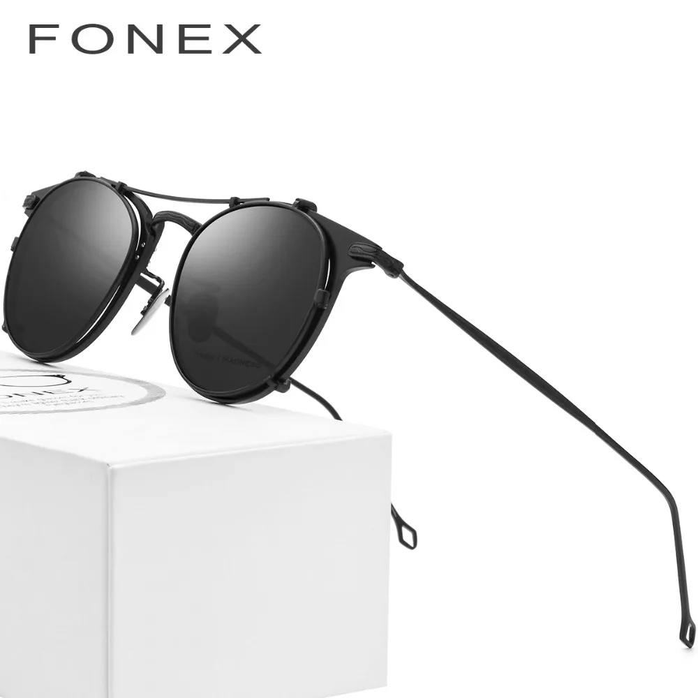 

B Pure Titanium Glasses Frame Men Ultralight Clip on Polarized Sunglasses Prescription Spectacles Women Round Optical Eyewear