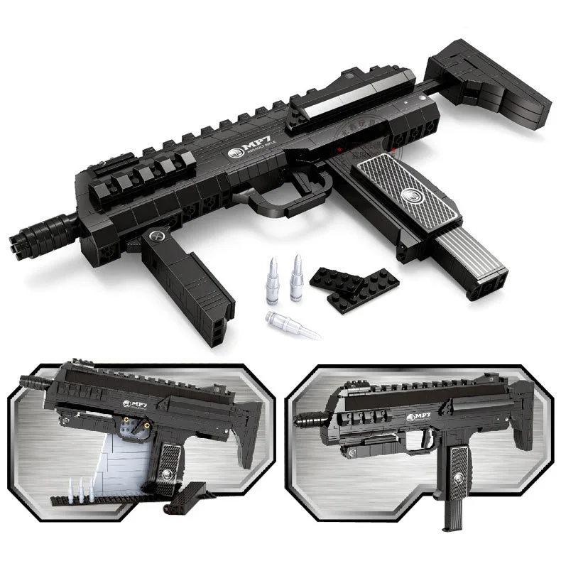 508 шт DIY Nerfs Элитный пистолет MP7 пулемет пулеметный карабин Игрушечная модель пистолета набор строительных блоков пластиковая игрушка подарок для детей