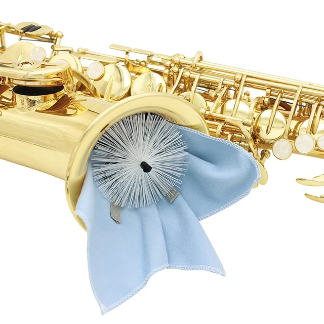 1Pc Professional Sax Saxophone Cleaning Cloth Tools With Brush Weighted