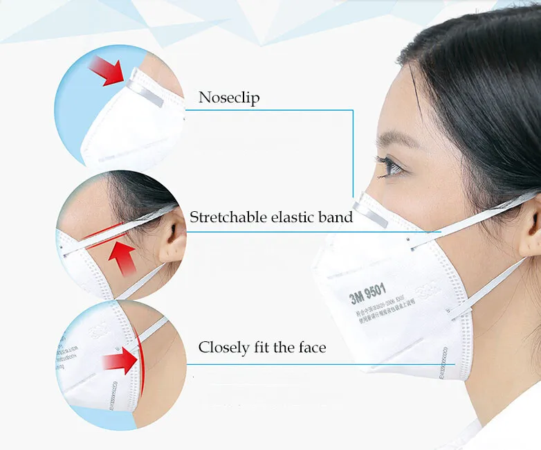 5 шт. 3 м 9501 респиратор PM2.5 Анти-пыль-маски гриппа анти-частицы ткани складной фильтр для взрослых для верховой езды специфический запах earwear
