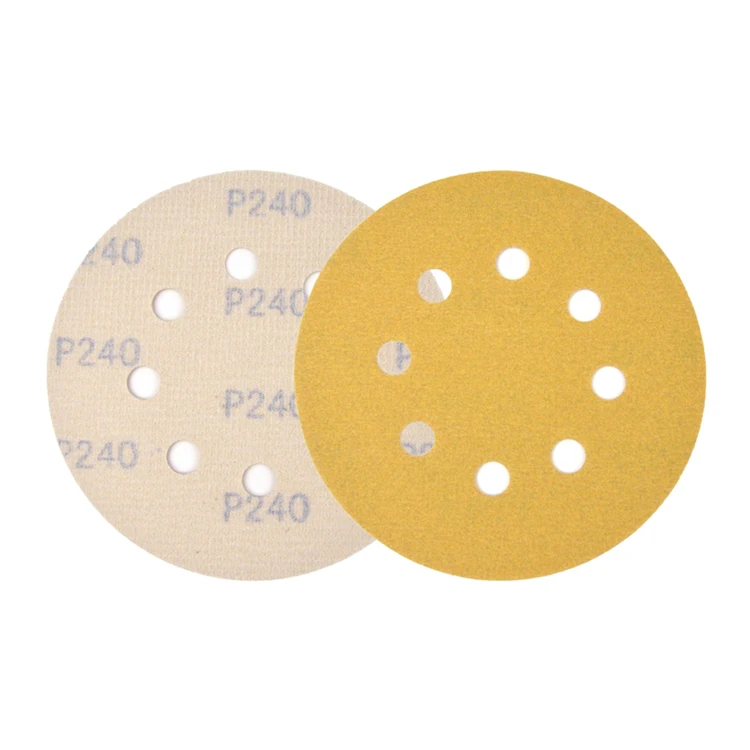 POLIWELL 10 шт. 5 дюймов 8 отверстий песчаная бумага 125 мм 60~ 1000 зернистая желтая шлифовальная бумага шлифовальные диски для крючка и петли фестол шлифовальный станок