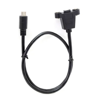 

10pcs/lot Micro USB 5Pin Male to Female Extension Panel Mount Type Cable with Screws 50cm