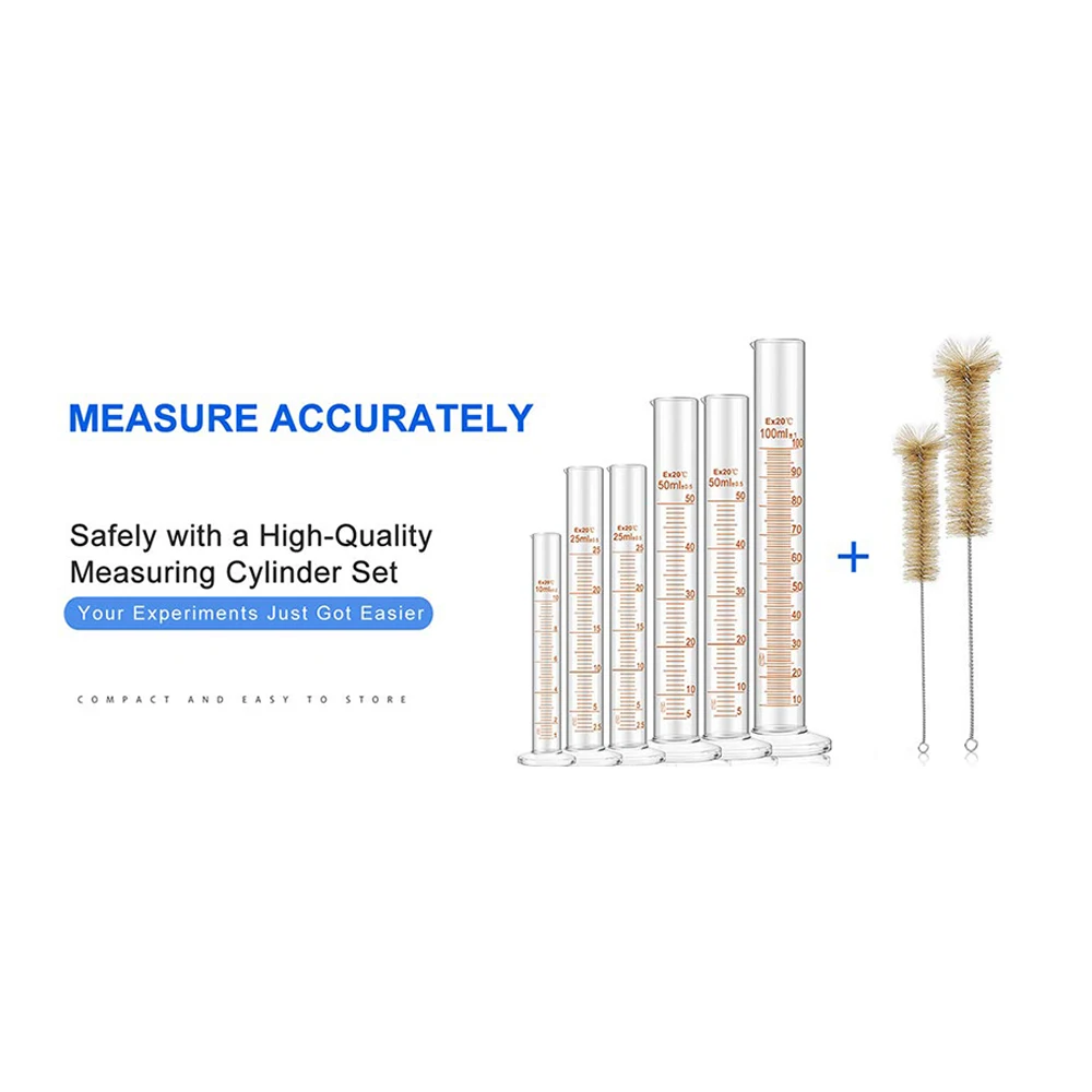 Толстый Стеклянный градуированный мерный цилиндр набор стекла с двумя кистями