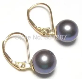 

7-7.5MM Akoya Black Pearl 14K Yellow Gold Lever Back Earrings