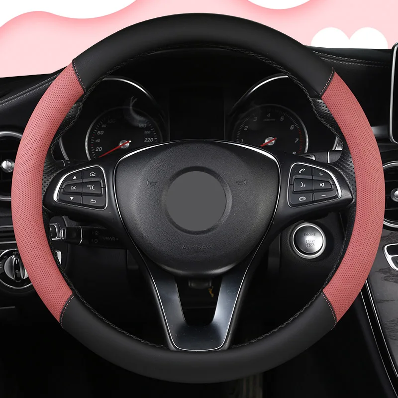 Wine Red Крышка рулевого колеса автомобиля 5 цветов для женщины девушки дышащая оплетка на рулевом колесе Funda Volante Универсальный Авто Стайлинг - Название цвета: Wine Red