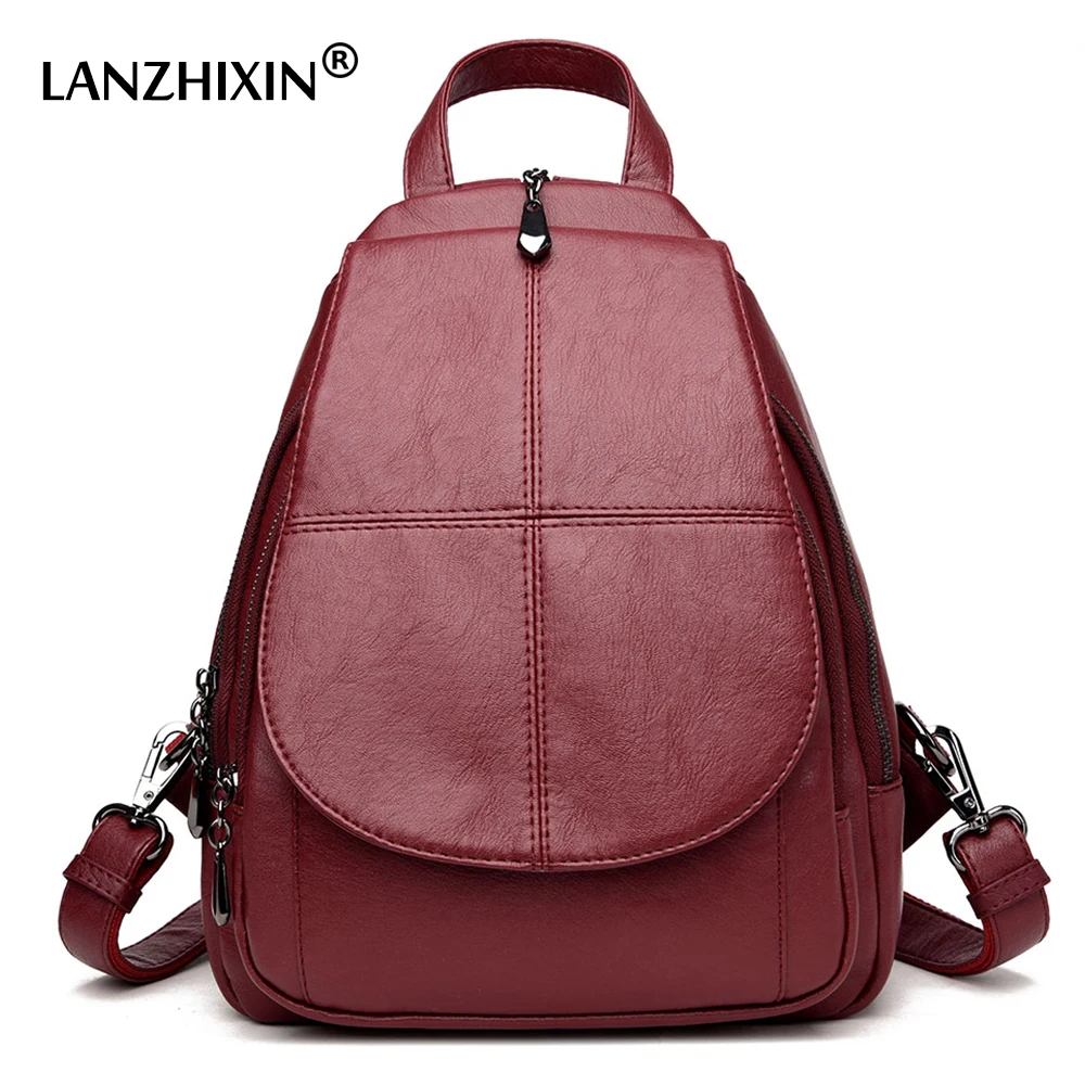 

Lanzhixin Women Backpacks High Quality Shoulder Bags Artificial Leather Backpacks Girl All-match Backpacks Preppy Style Bag 1062