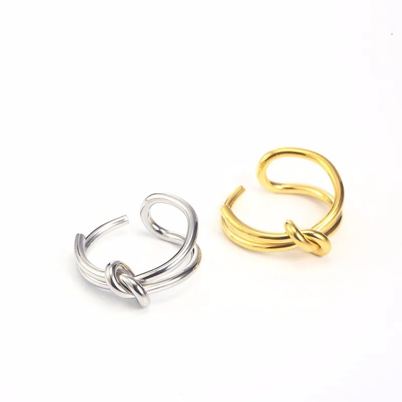 RIR простой стиль Золотой бабочка узел очаровательное кольцо из нержавеющей стали креативное Узловое дамское Ювелирное кольцо подарки для нее