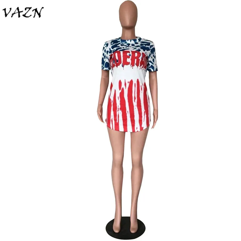 VAZN Горячая модная популярная Повседневная стильная женская футболка с круглым вырезом и принтом с коротким рукавом облегающее женская футболка D8129