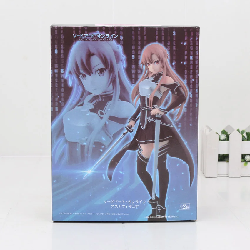 Аниме SQ Sword art online Asuna Коллекция фигурка САО Юки модель Asuna игрушка 18 см - Цвет: black in box