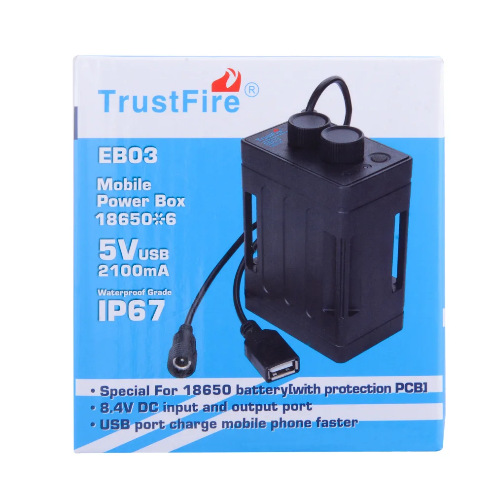 Водонепроницаемый чехол TrustFire EB03 с аккумулятором 18650 usb зарядным устройством 8 4 В