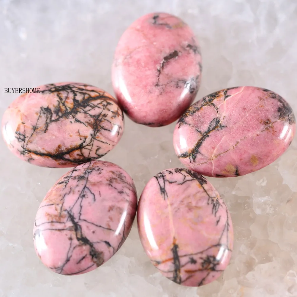 

For Jewelry Making Necklace Pendant Bracelet Earrings 22x30MM Oval Natural Stone Bead Pink Rhodonite CAB Cabochon 1Pcs K518